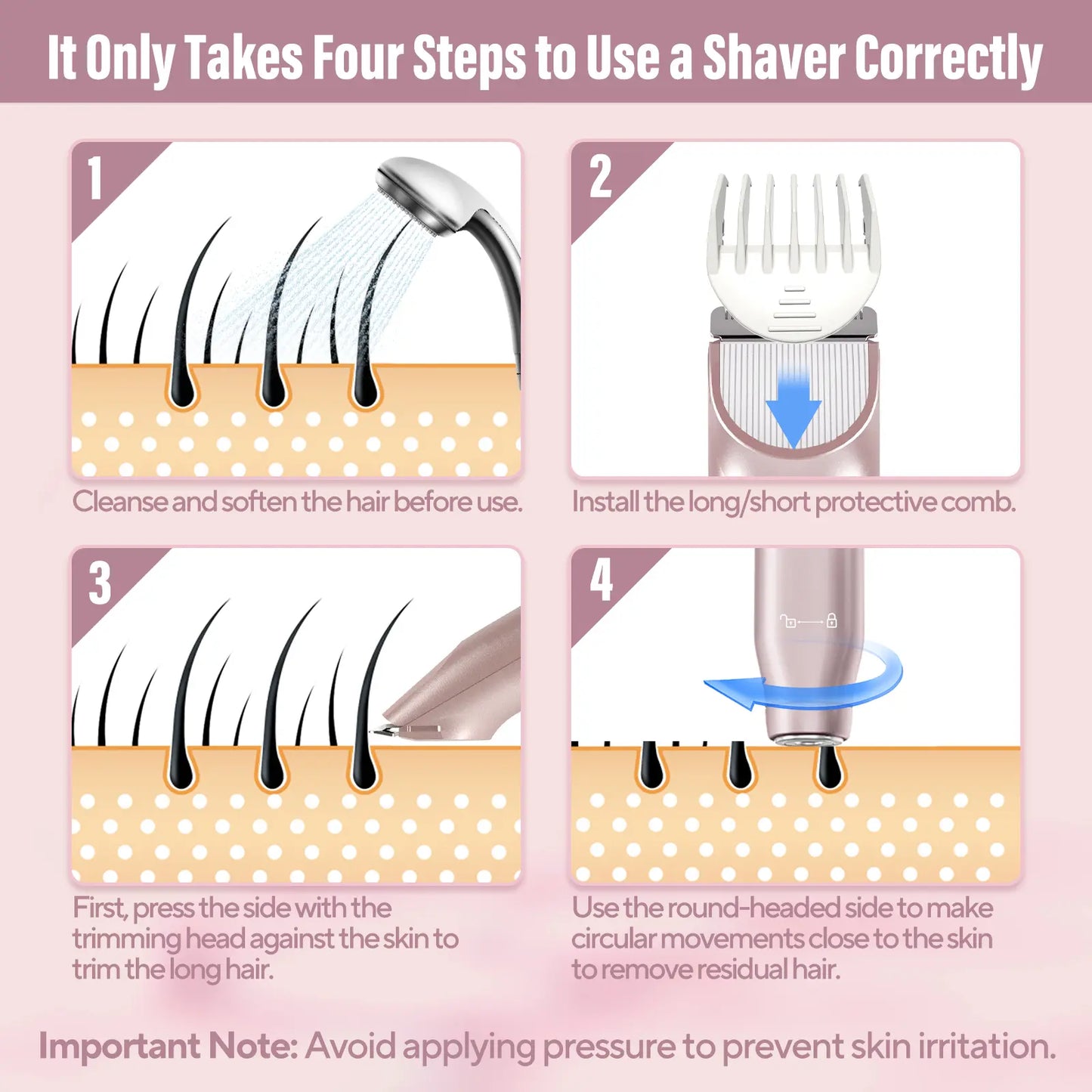 2-in-1 Waterproof Bikini & Body Trimmer for Women – Rechargeable Electric Shaver for Face, Underarms, Legs & Bikini Area