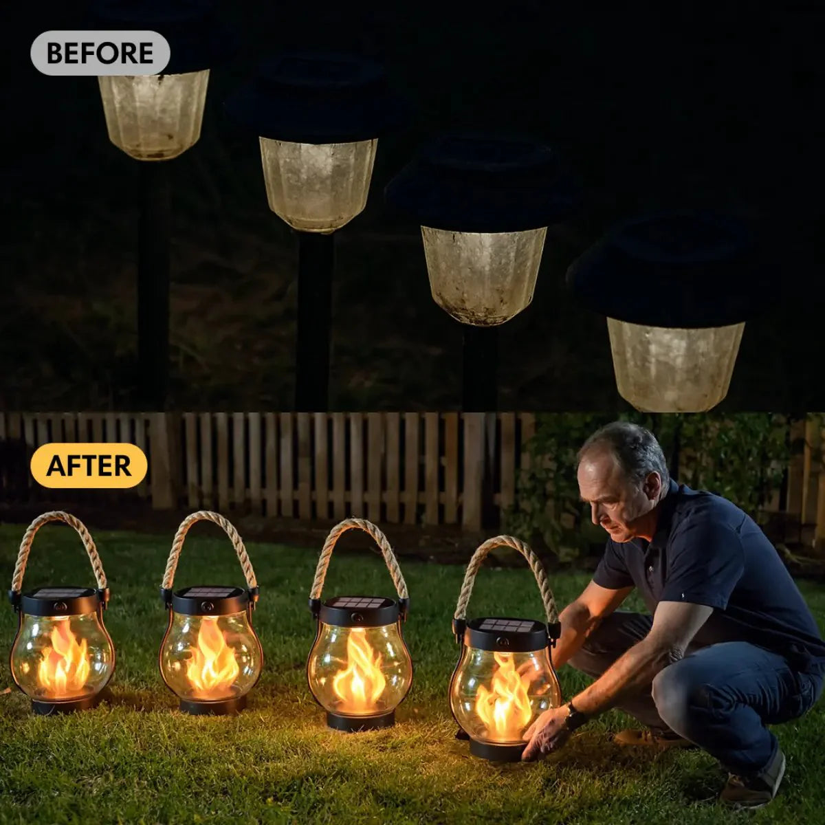 🔥 Solar Garden Lanterns – No Wiring, Auto-On at Dusk! Last Chance Before They're Gone!