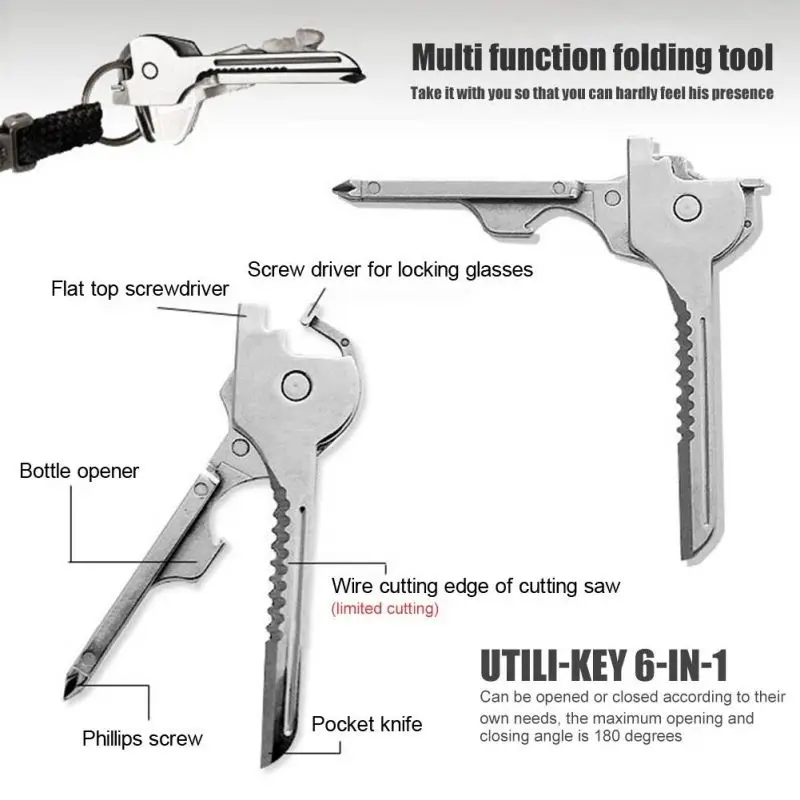 Mini Stainless Steel Multi-Tool Keychain – Foldable & Rust-Proof Pocket Gadget