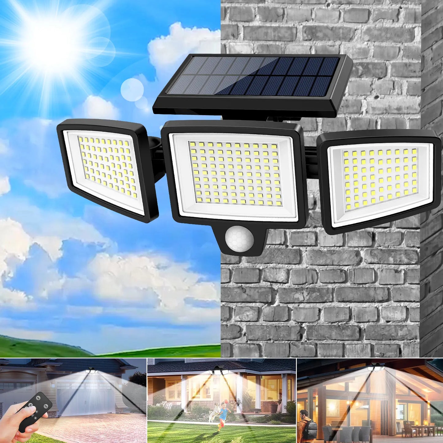 Solar Outdoor Lights 2500LM 210LED Security Lights