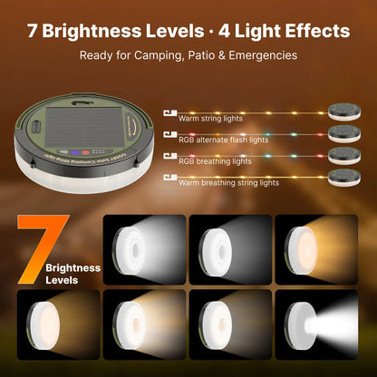 Solar Camping String Lights LED Waterproof Emergency Outdoor Lights
