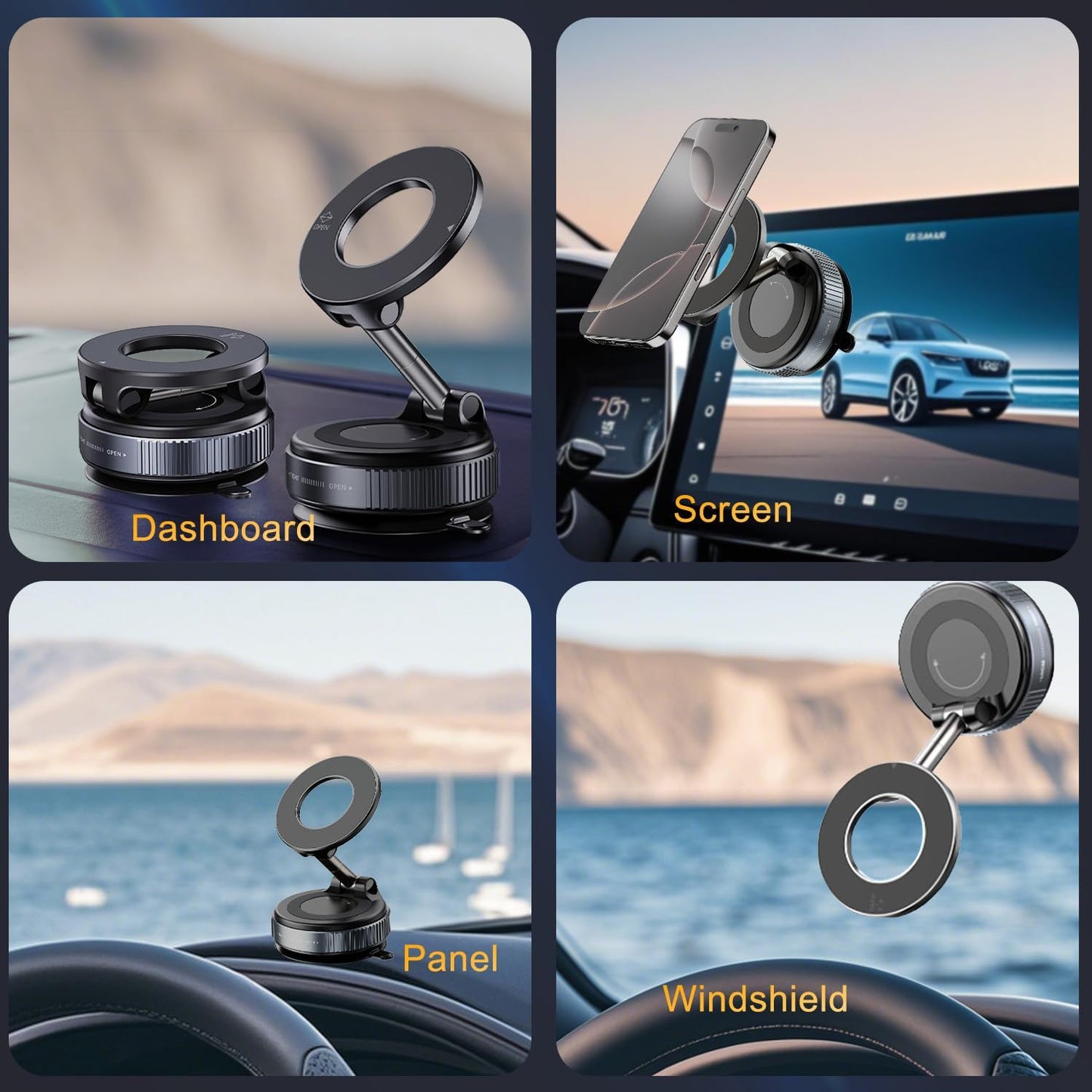 2025 Newest 360° Adjustable Vacuum Magnetic Suction Cup Phone Holder Mount