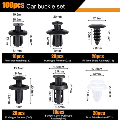 HE26 100pcs Universal Expansion Screw Clips Set