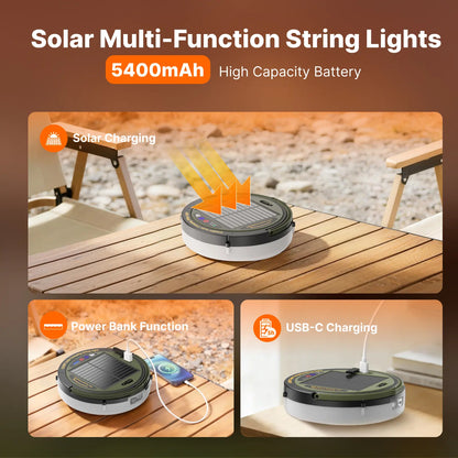 Solar Camping String Lights LED Waterproof Emergency Outdoor Lights