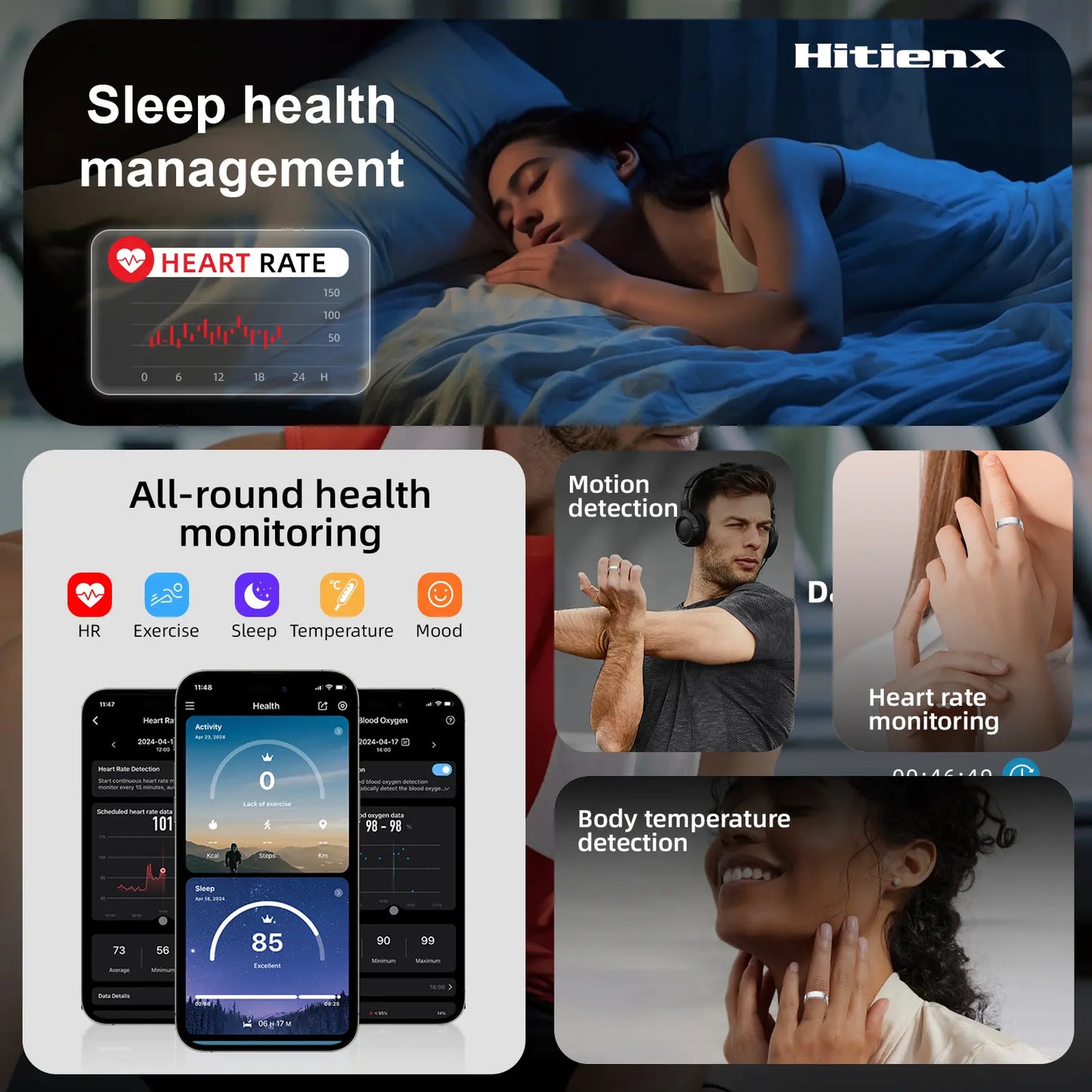 Smart Ring – Wellness Tracker with Heart Rate, Temperature Check, Sleep, Stress & Cycle Reminder for Men & Women | Android & iOS Compatible