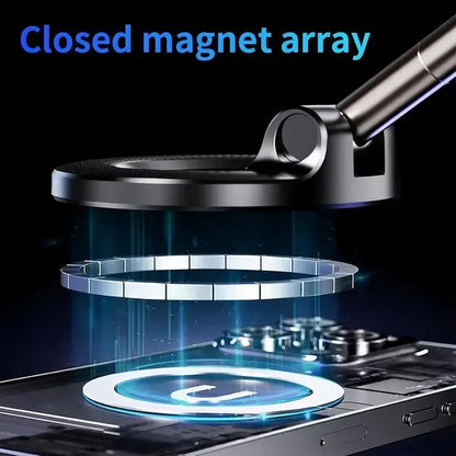Foldable Magnetic Car Phone Mount – 20 N52 Magnets, MagSafe Compatible, Vacuum Suction Base