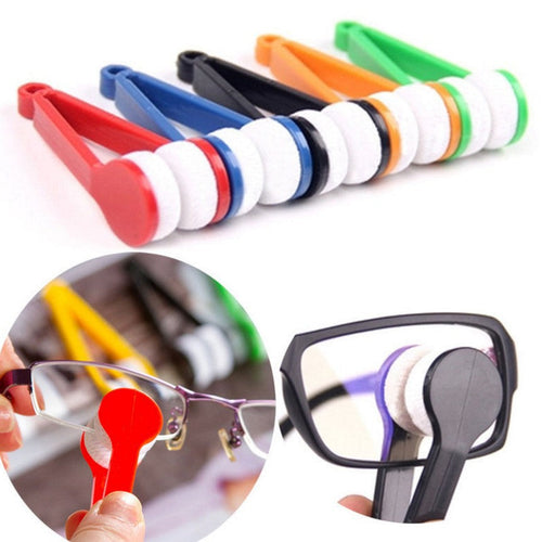 5 PCS Portable Eyeglasses Cleaner Clip - Mini Lens Cleaning Tool with Microfiber Pads for Sunglasses & Eyewear