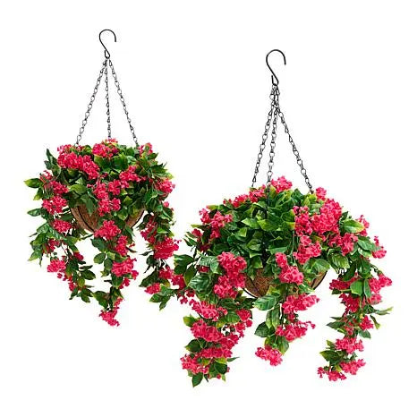 15" Faux Crepe Myrtle Hanging Baskets-Set of 2