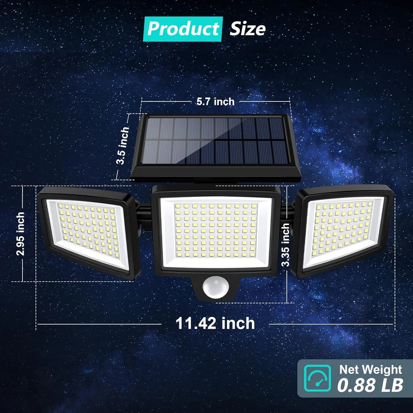 Solar Outdoor Lights 2500LM 210LED Security Lights