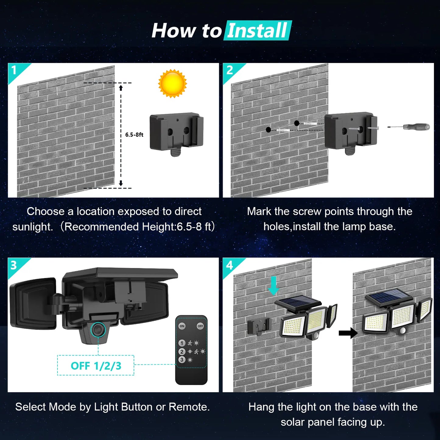 Solar Outdoor Lights 2500LM 210LED Security Lights