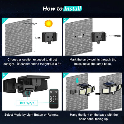 Solar Outdoor Lights 2500LM 210LED Security Lights
