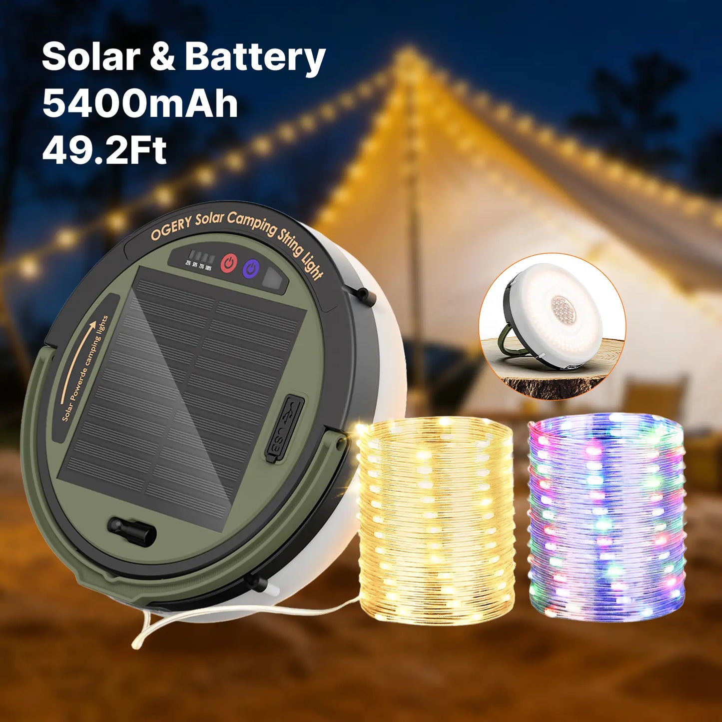 Solar Camping String Lights LED Waterproof Emergency Outdoor Lights