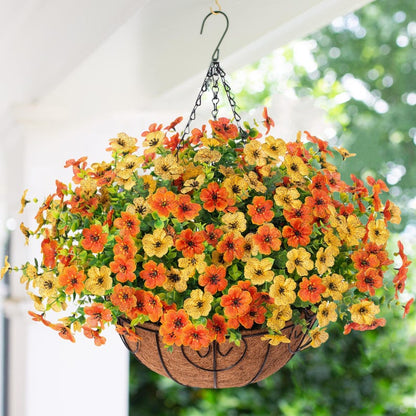 Artificial Daisy Hanging Basket: UV Resistant Faux Fall Flowers