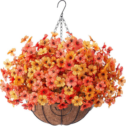 Artificial Daisy Hanging Basket: UV Resistant Faux Fall Flowers
