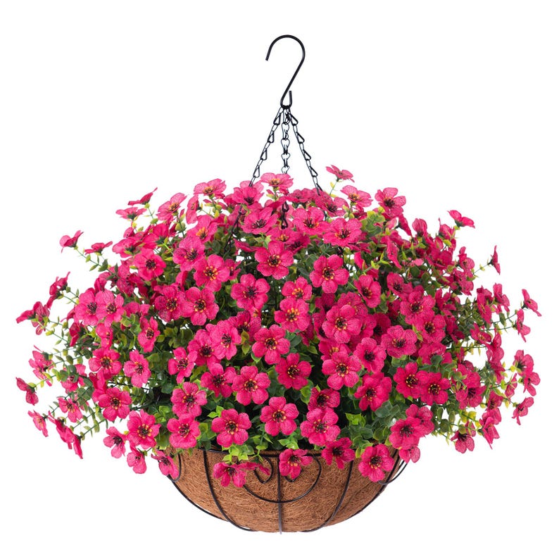 Artificial Daisy Hanging Basket: UV Resistant Faux Fall Flowers