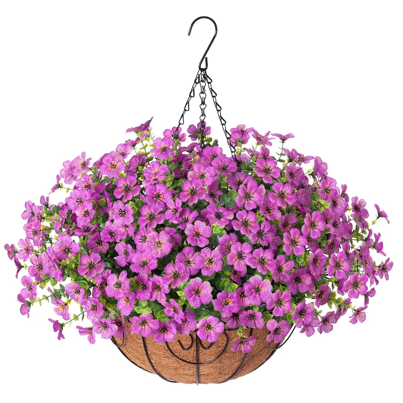 Artificial Daisy Hanging Basket: UV Resistant Faux Fall Flowers